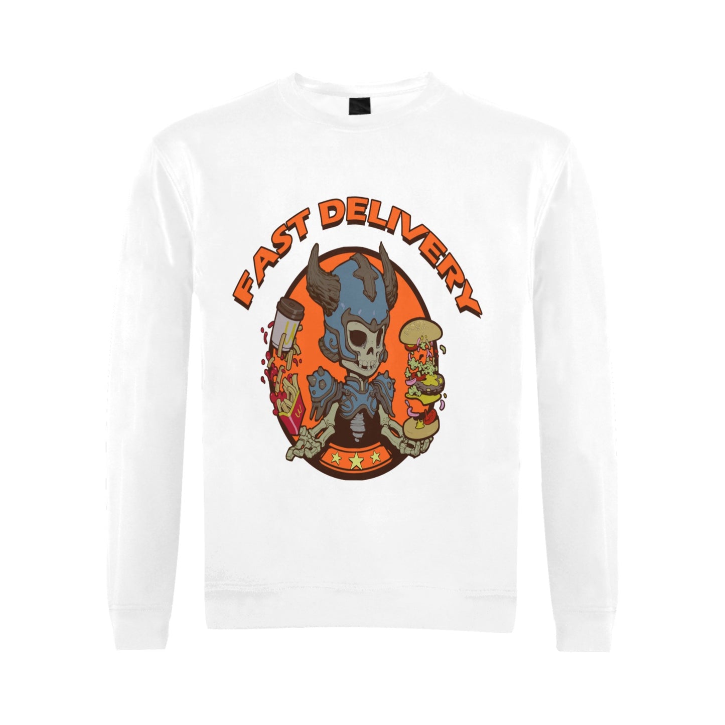 Unisex white sweater Fast Delivery orange Crewneck Sweatshirt (Model H18)