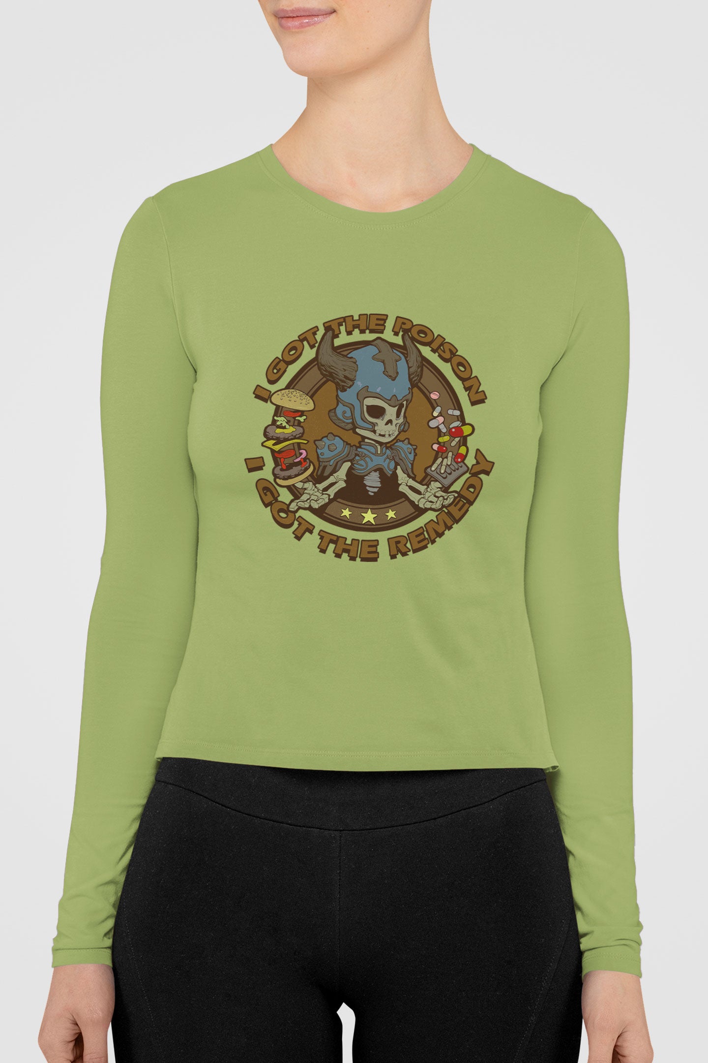 Women's Long Sleeve Shirt [I Got The Poison - Skelknight Blue]