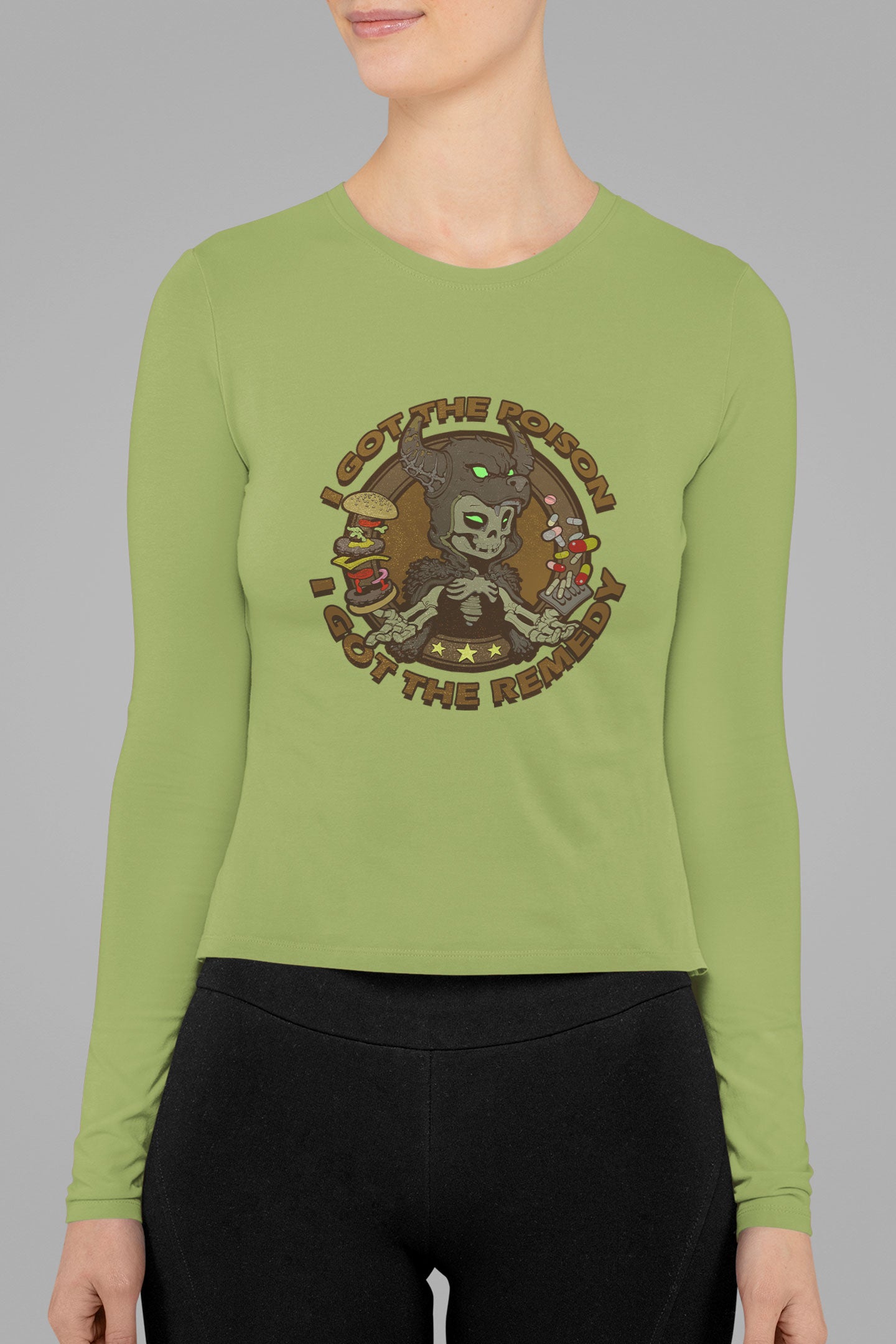 Women's Long Sleeve Shirt [I Got The Posion WolfHeadOnSkull]