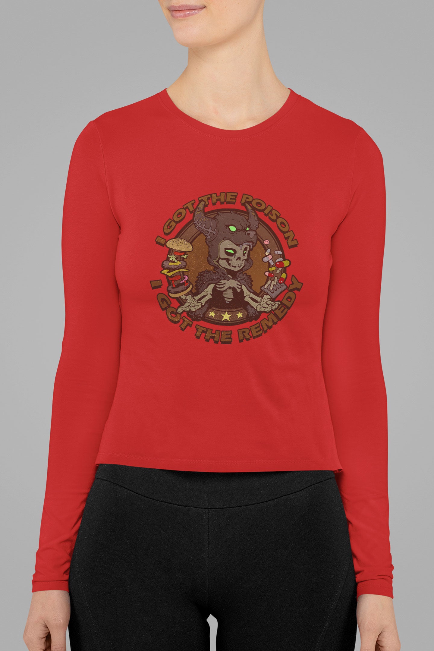 Women's Long Sleeve Shirt [I Got The Posion WolfHeadOnSkull]