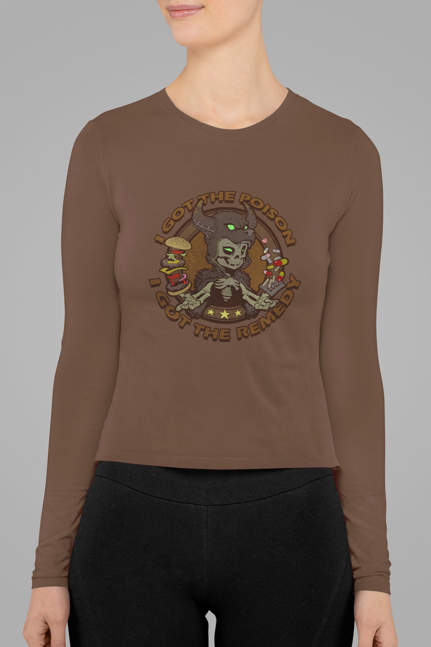 Women's Long Sleeve Shirt [I Got The Posion WolfHeadOnSkull]