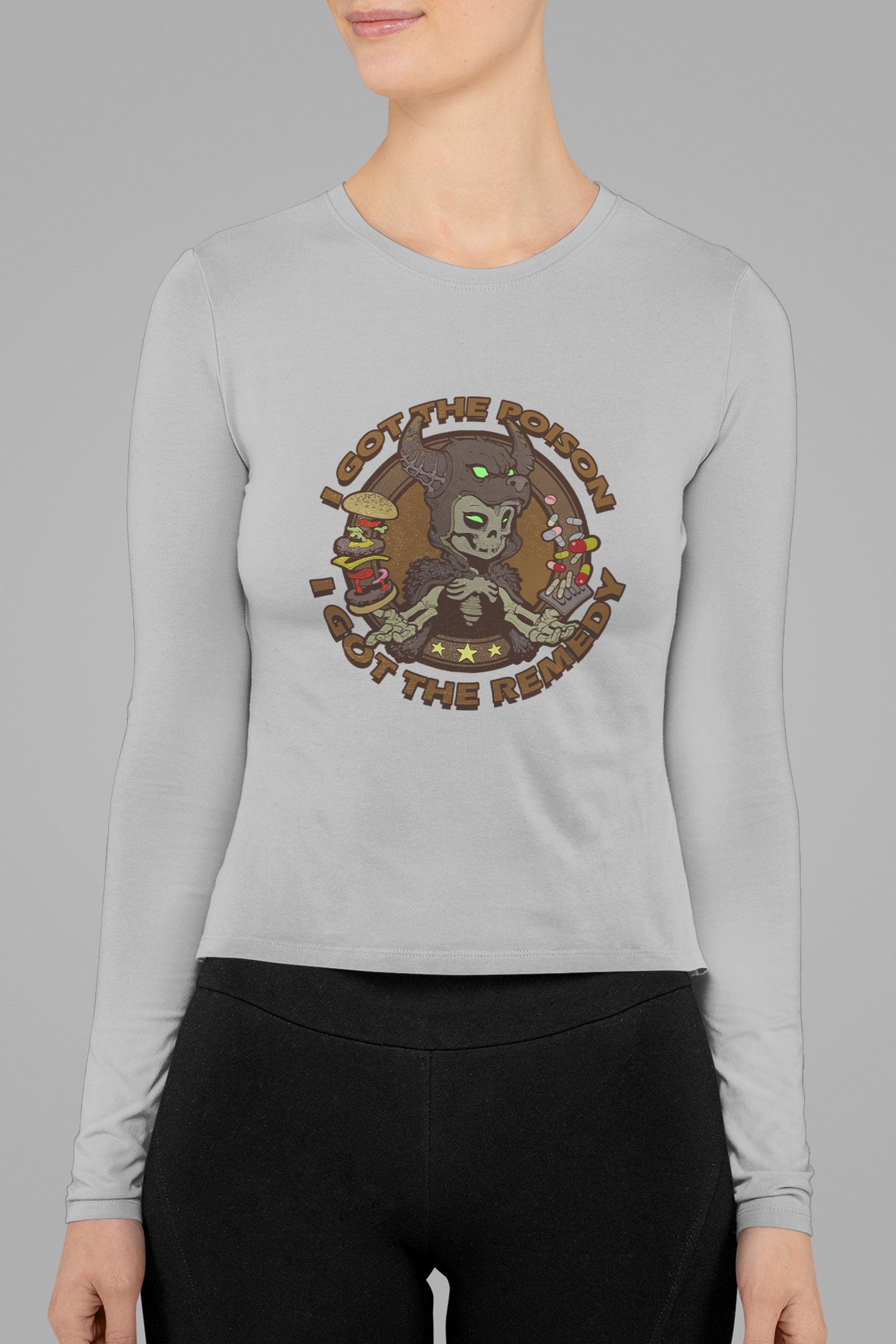 Women's Long Sleeve Shirt [I Got The Posion WolfHeadOnSkull]