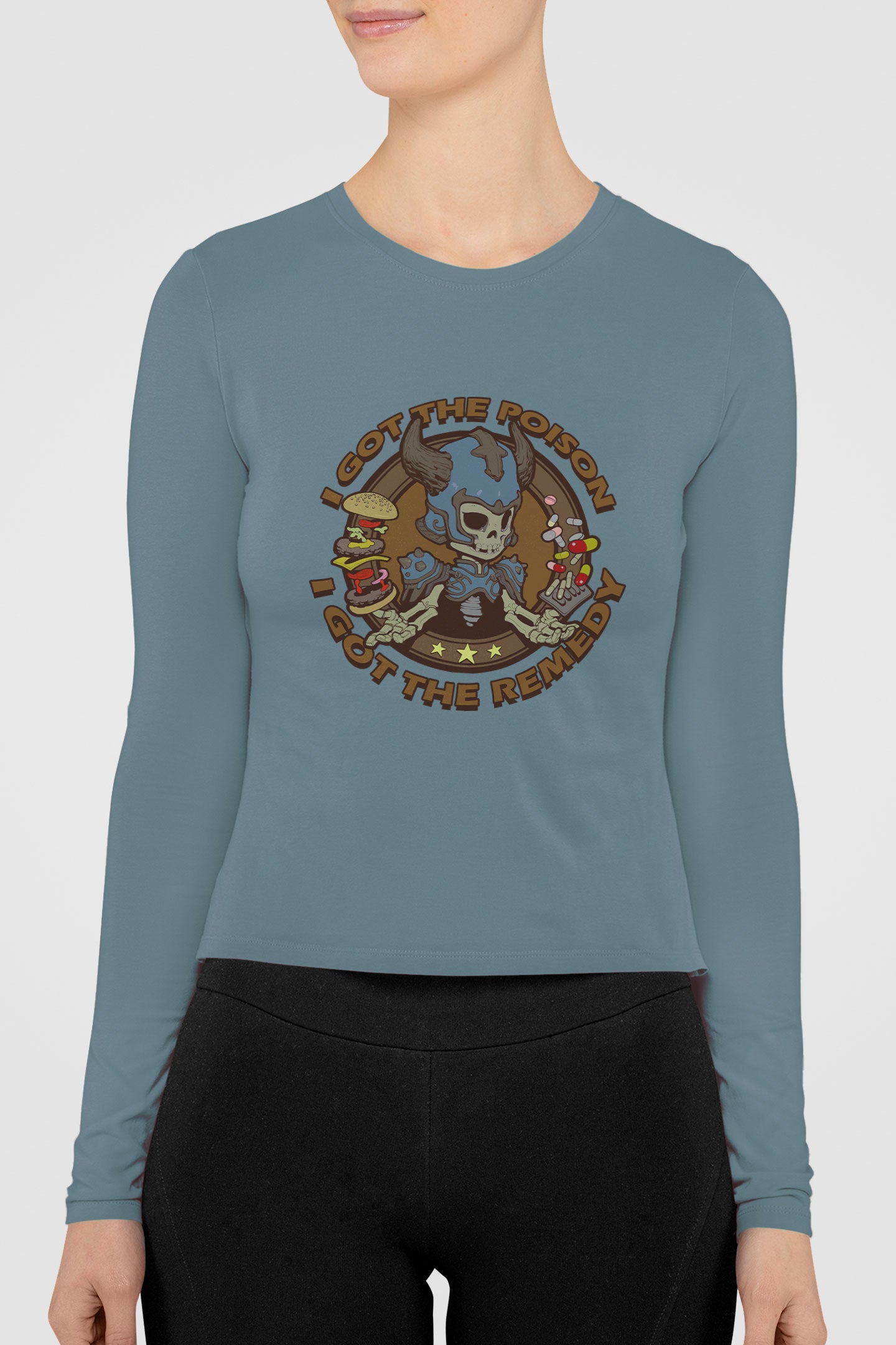 Women's Long Sleeve Shirt [I Got The Poison - Skelknight Blue]