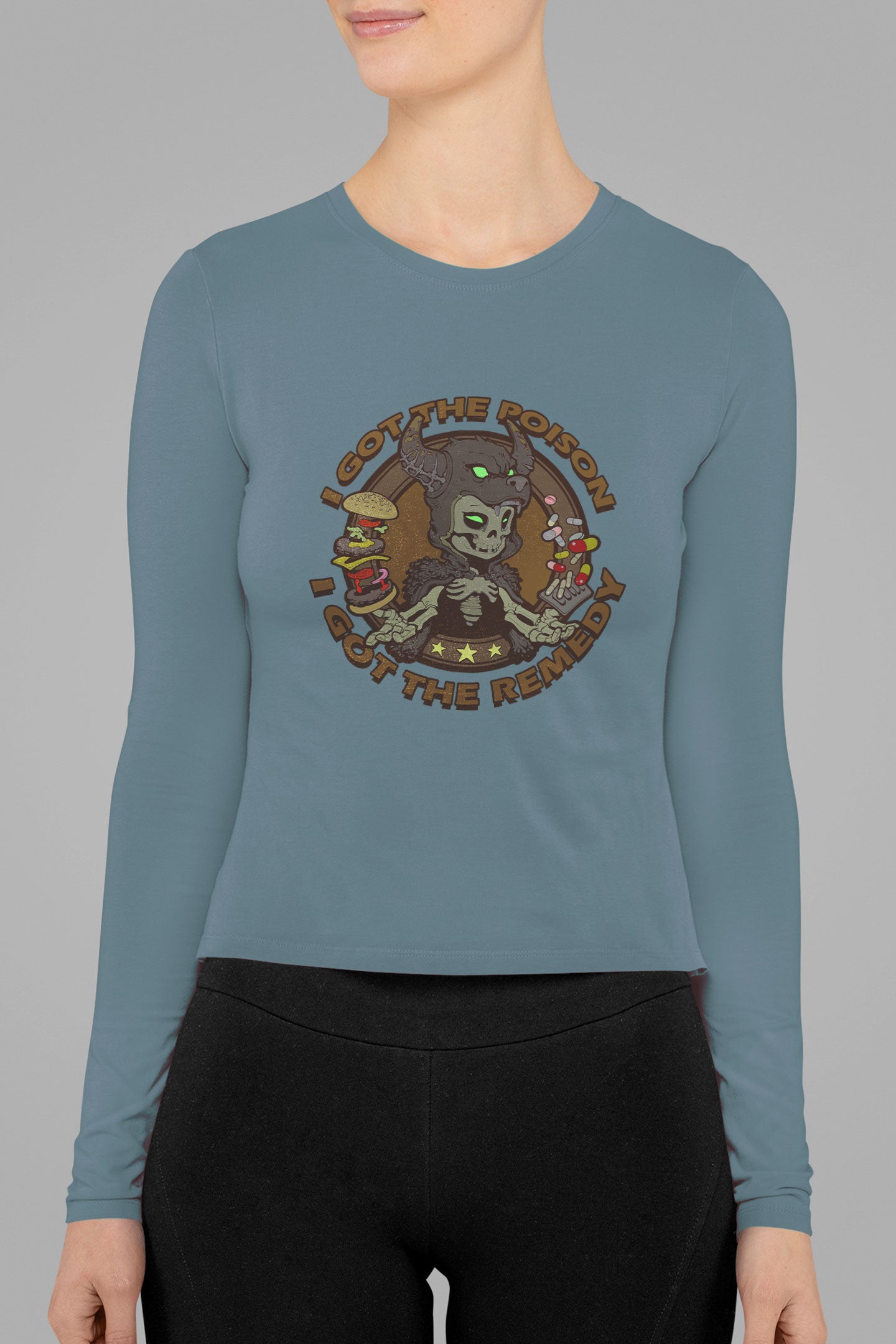 Women's Long Sleeve Shirt [I Got The Posion WolfHeadOnSkull]
