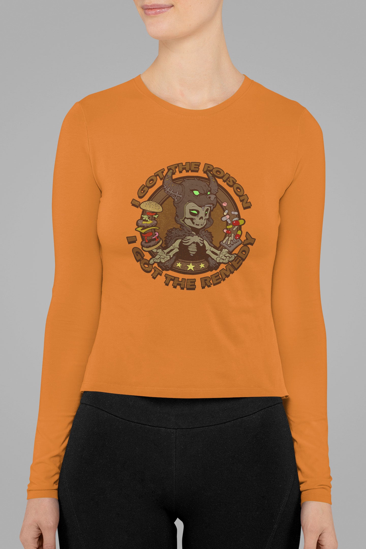 Women's Long Sleeve Shirt [I Got The Posion WolfHeadOnSkull]