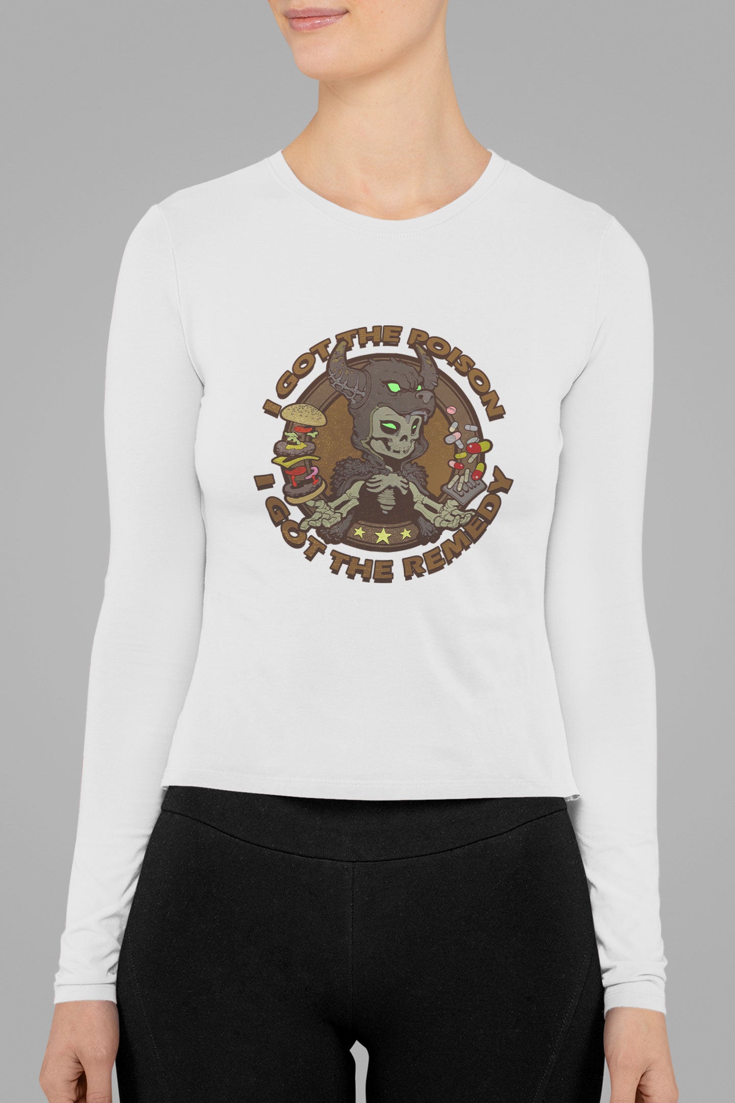 Women's Long Sleeve Shirt [I Got The Posion WolfHeadOnSkull]