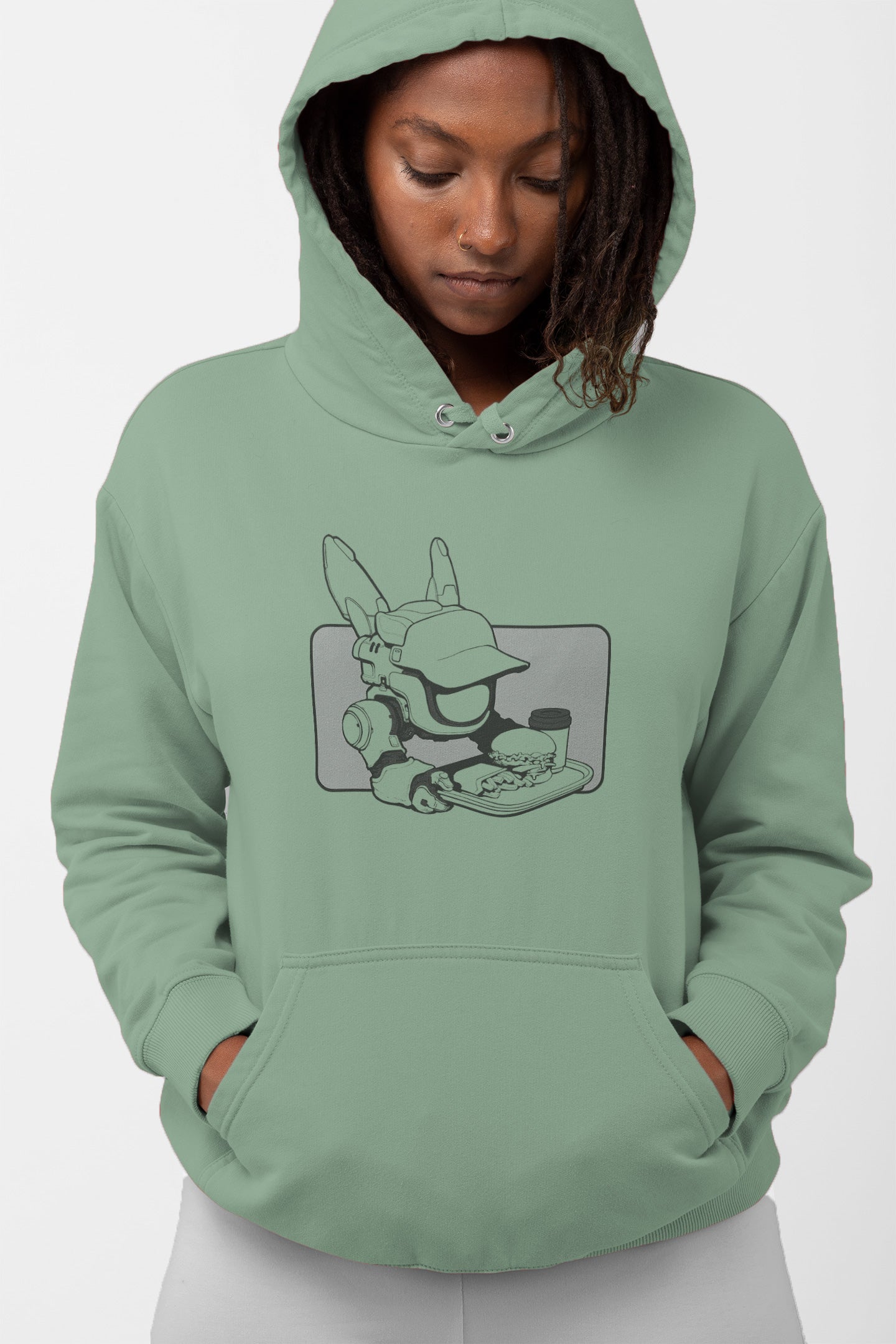 Adult Hoodie [ByteBot LineArt Rectangle BG]