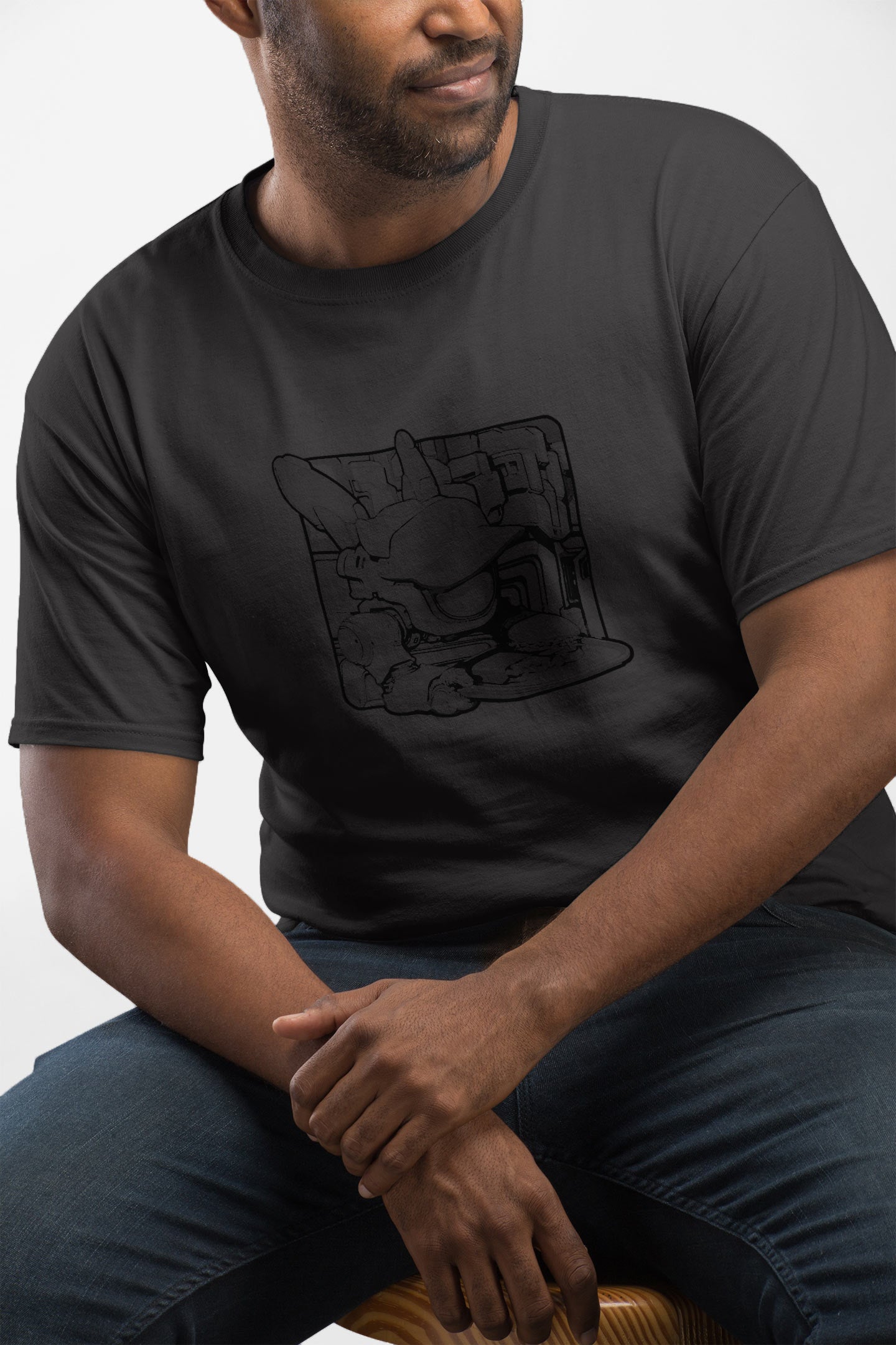 Men's T-shirt [ByteBot Square BG B&W]