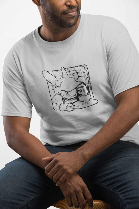 Men's T-shirt [ByteBot Square BG B&W]