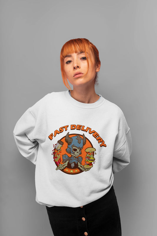 Unisex white sweater Fast Delivery orange Crewneck Sweatshirt (Model H18)