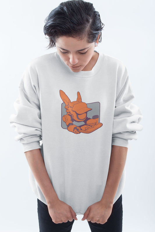 unisex white sweater ByteBot Orange All Over Print Crewneck Sweatshirt for Men (Model H18)